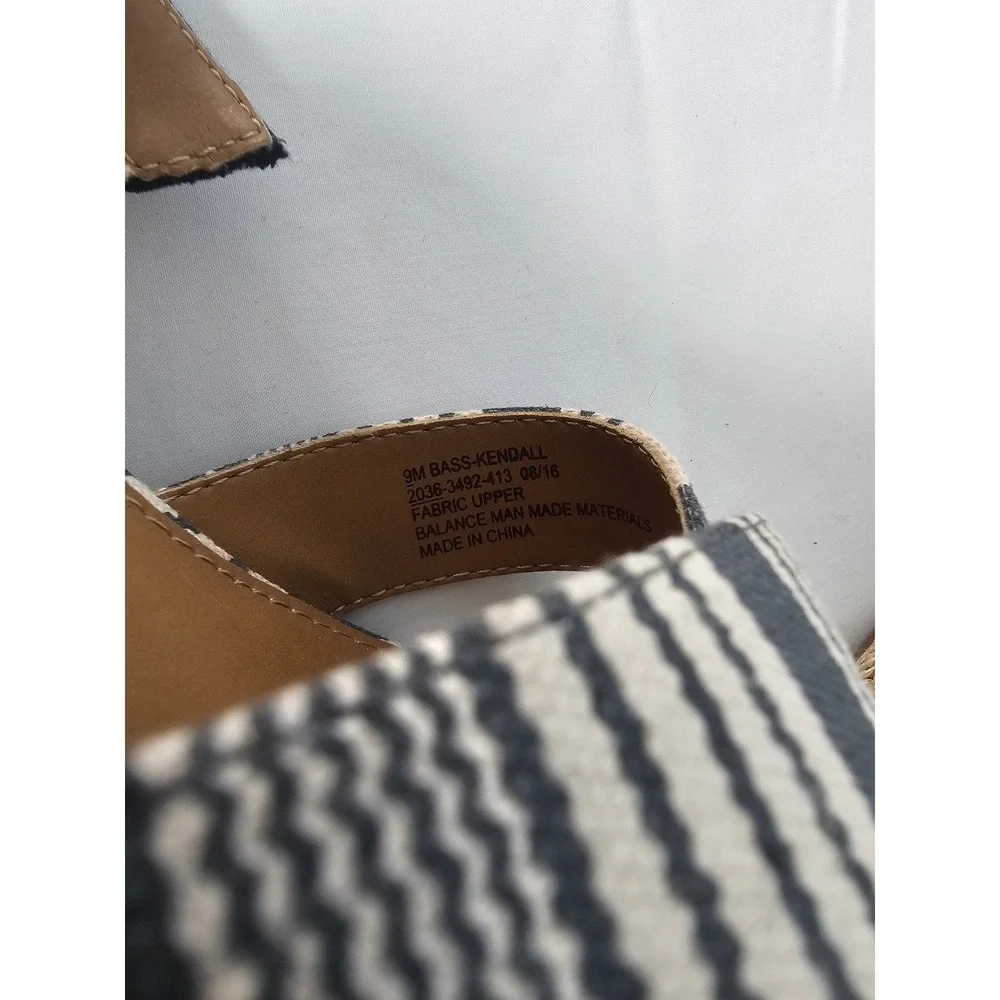 Nautical G.H. Bass Kendall Wedge Sandals Womens 9M Blue Striped Espadrille 2036